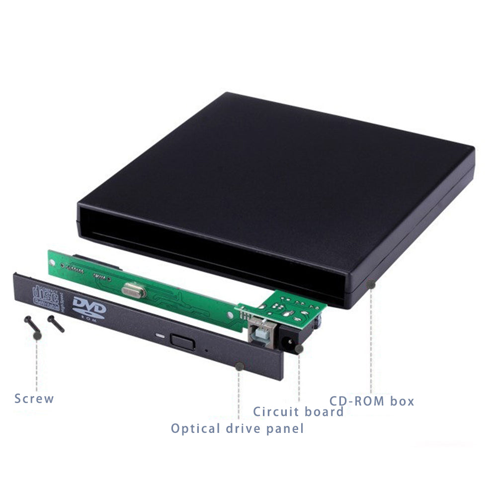 USB2.0 Slim Portable Optical Drive Enclosure 12.7mm External Optical Drive Case for Laptops Notebooks USB2.0 Slim Portable Optical Drive Enclosure 12.7mm External Optical Drive Case for Laptops Notebooks
